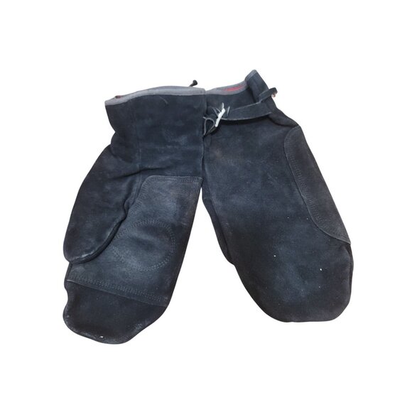Vintage Wolverine Black Suede Leather Mittens With Nylon Sewn Interior & Adjusta - Picture 1 of 6